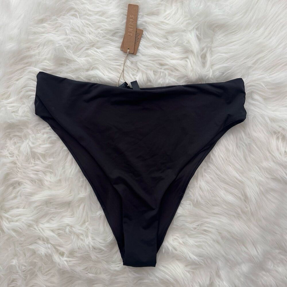 Skims Mid Waist Bikini Bottom Onyx Size Large